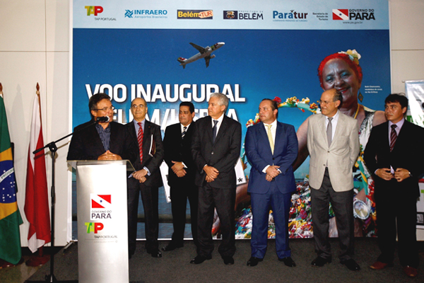 A cerimônia contou com a presença do vice-governador, Helenilson Pontes; do presidente da TAP, Fernando Pinto; do secretário de Estado de Turismo, Adenauer Góes; do prefeito de Belém, Zenaldo Coutinho (foto); além de uma comitiva de dirigentes da TAP e empresários. FOTO: ANTÔNIO SILVA/AG. PARÁ